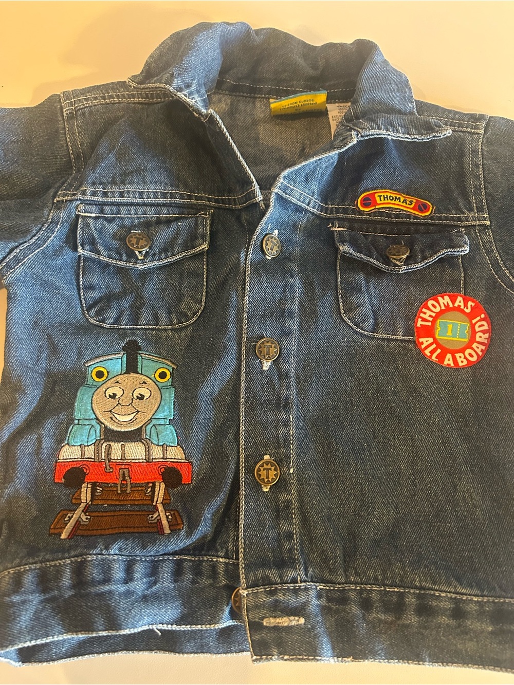Thomas & Friends Boys Denim Jacket Blue 4T Embroidery Button Long Sleeve - Picture 2 of 4
